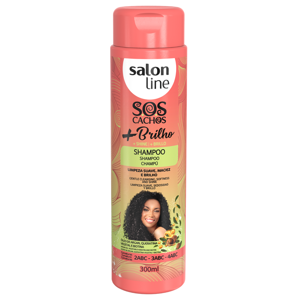 [7898009430071] Shampoo - SOS Curls - +Shine - Gently Cleanses and Enhances Shine - Salon Line 300ml