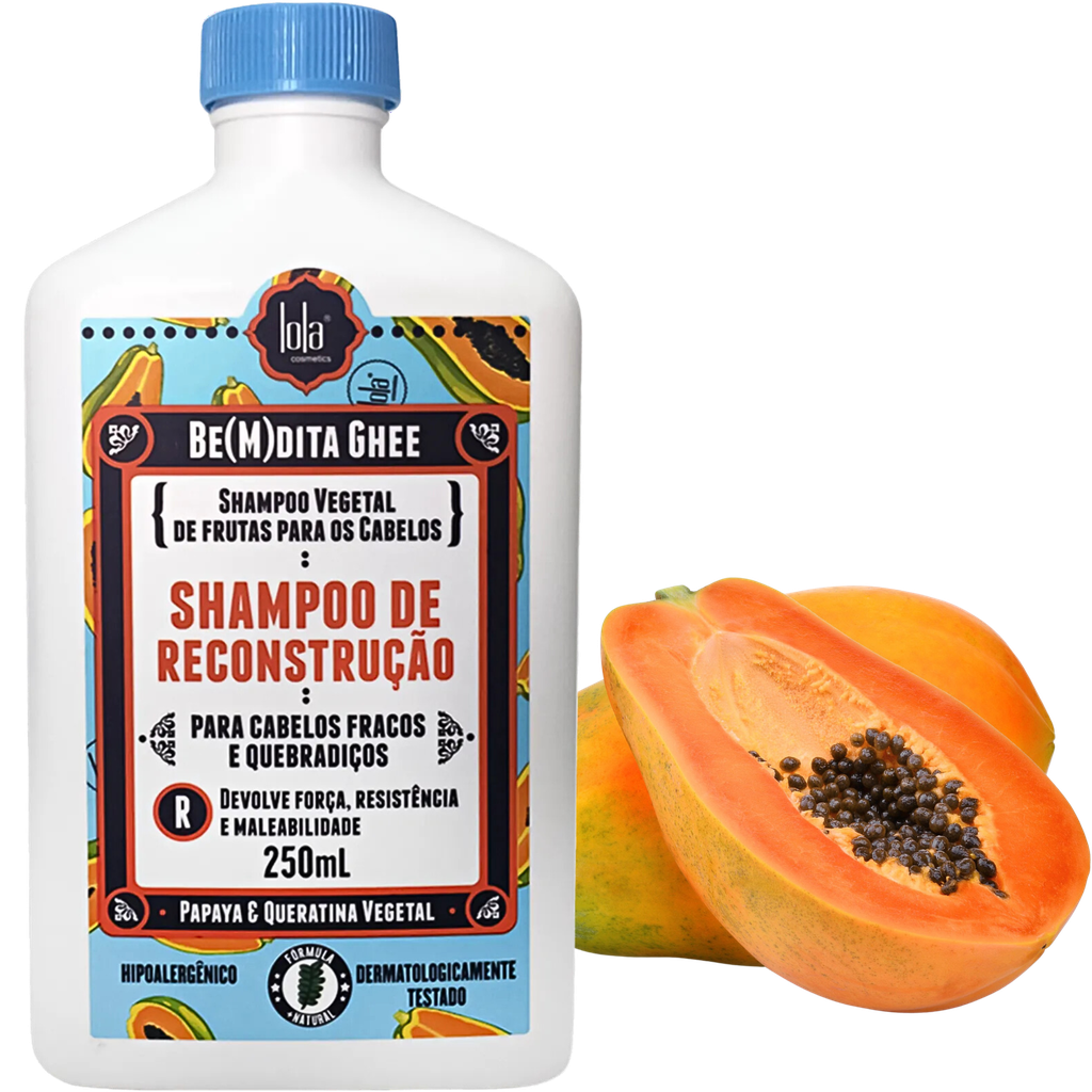 [7899572810833] Shampoing reconstructeur "Be(M)dita Ghee Reconstrução, Papaia e Queratina Vegetal" Lola 250ml