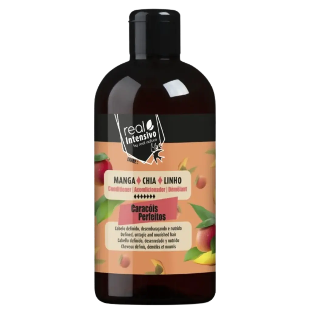[5600493409530] Conditionneur Free - pour cheveux bouclés - Caracóis Perfeitos - Mangue, Chia et Lin - Real Natura 300ml