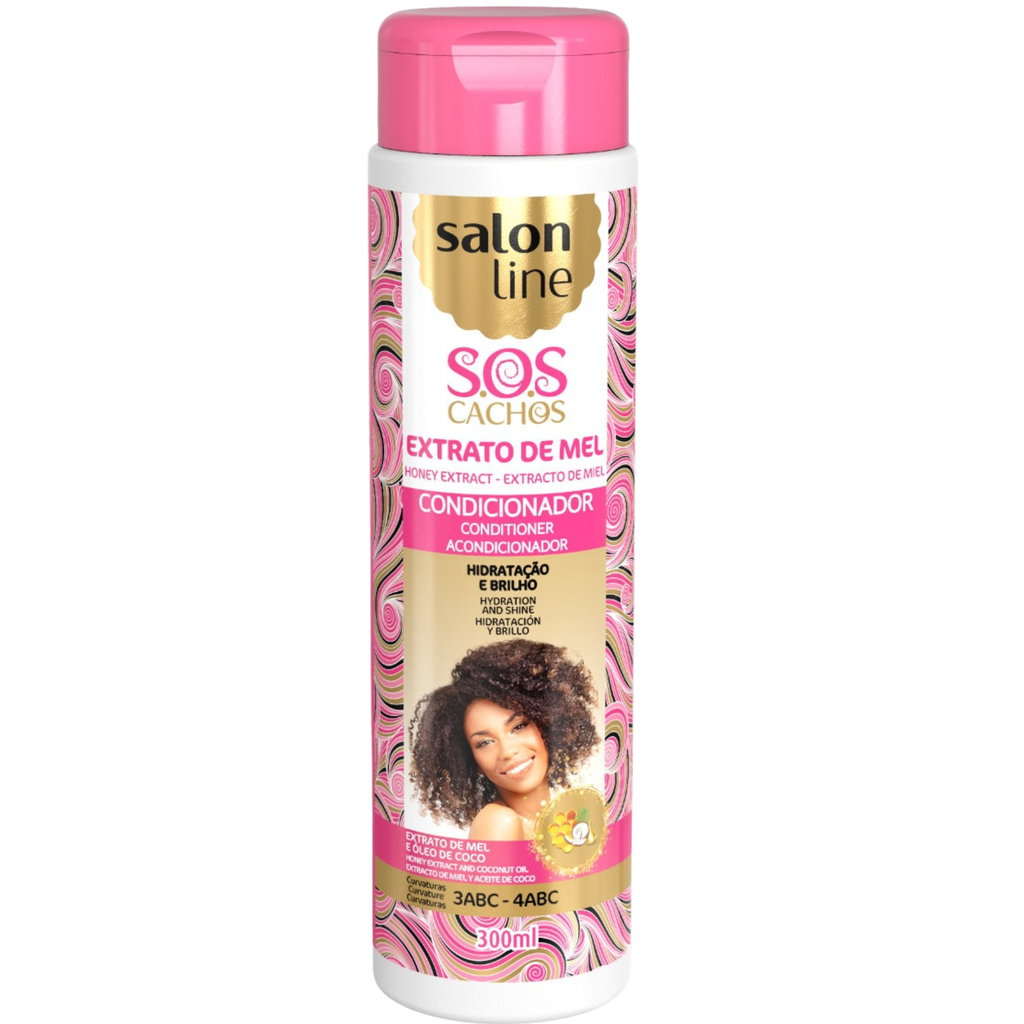[7898623959941] Conditionneur - Miel - SOS Cachos Intensos Mel - Hydrate et Nourrit les Boucles - Salon Line 300ml