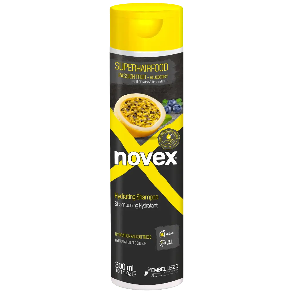 [876120004798] Shampooing Hydratant - SuperHairFood - Fruit de la Passion et Myrtille - Novex 300ml