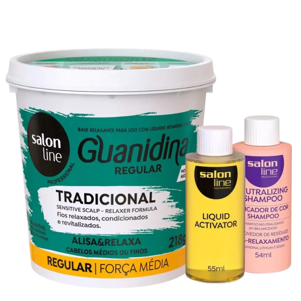 [7908458325221] Défrisant à base de Guanidine - Traditionnel Régulier - Salon Line 218g