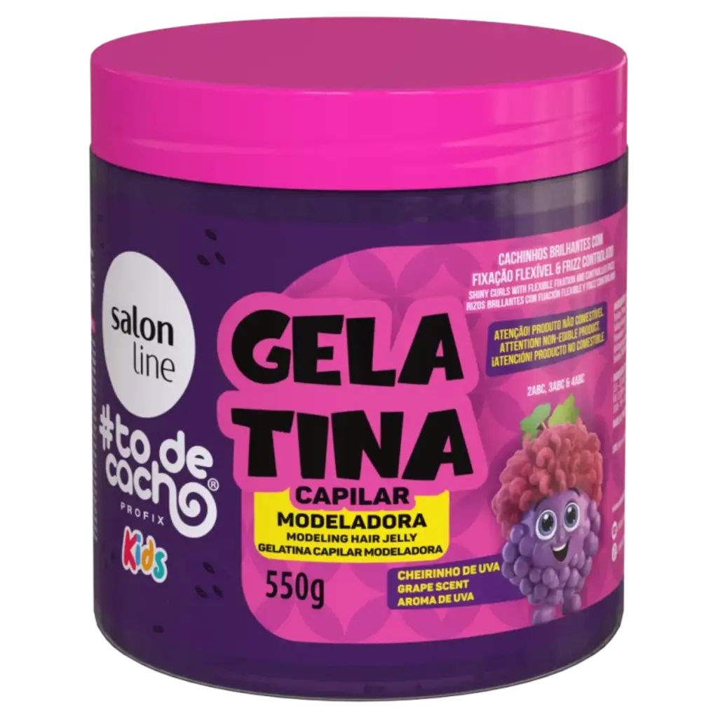[7908458325535] Styling Hair Gelatin for Kids - SOS Cachos Kids Grape - Salon Line 550g