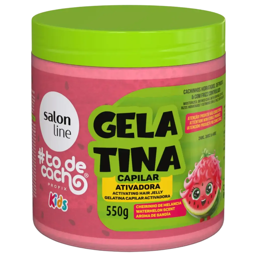 [7908458325542] Gelatina Capilar com ativador de Cachos para Crianças - SOS Cachos Kids Melancia - Salon Line 550g