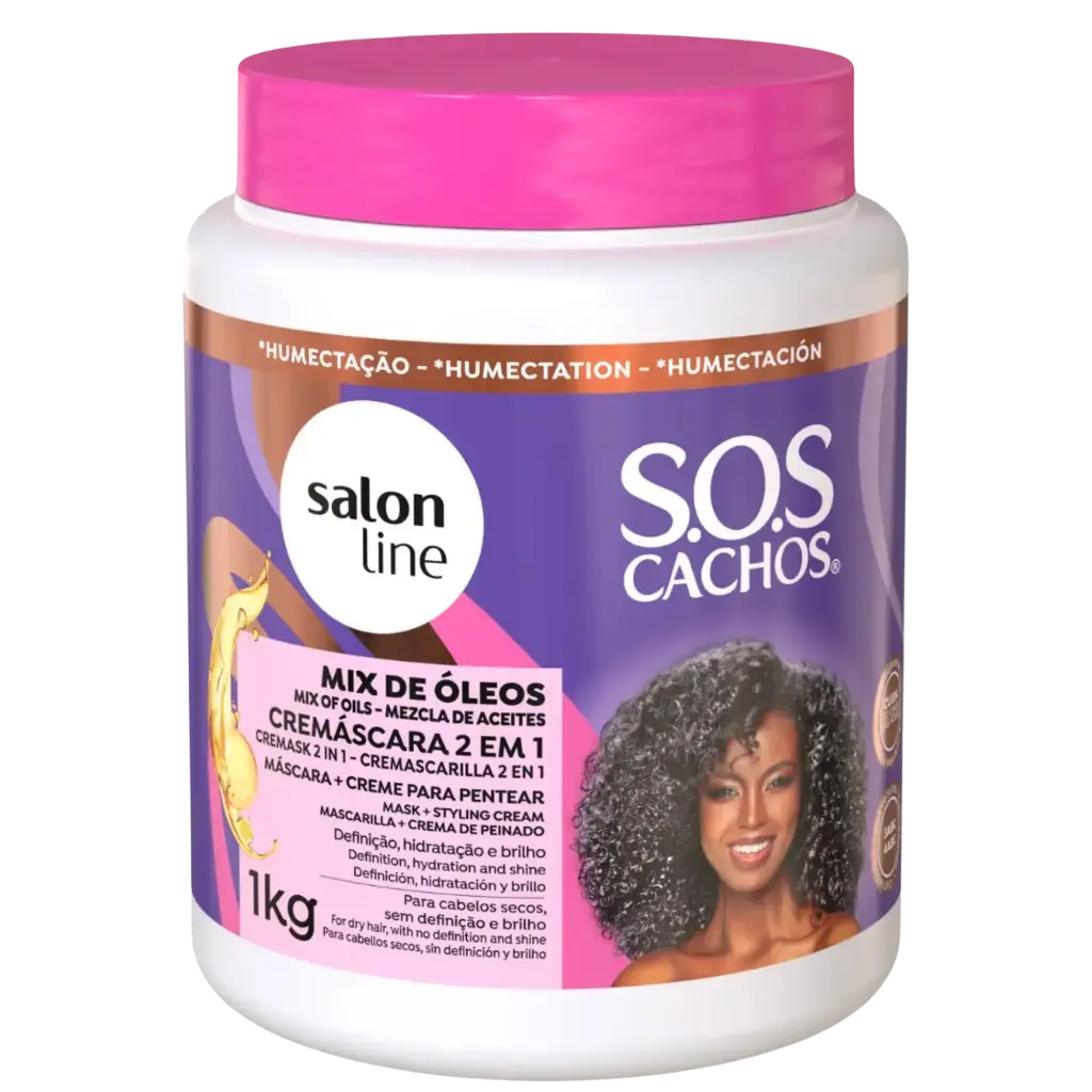 [7908458325443] Masque & Crème Coiffante pour Bouclés et Crépus - Mix Óleos 2em1 - Salon Line 1kg