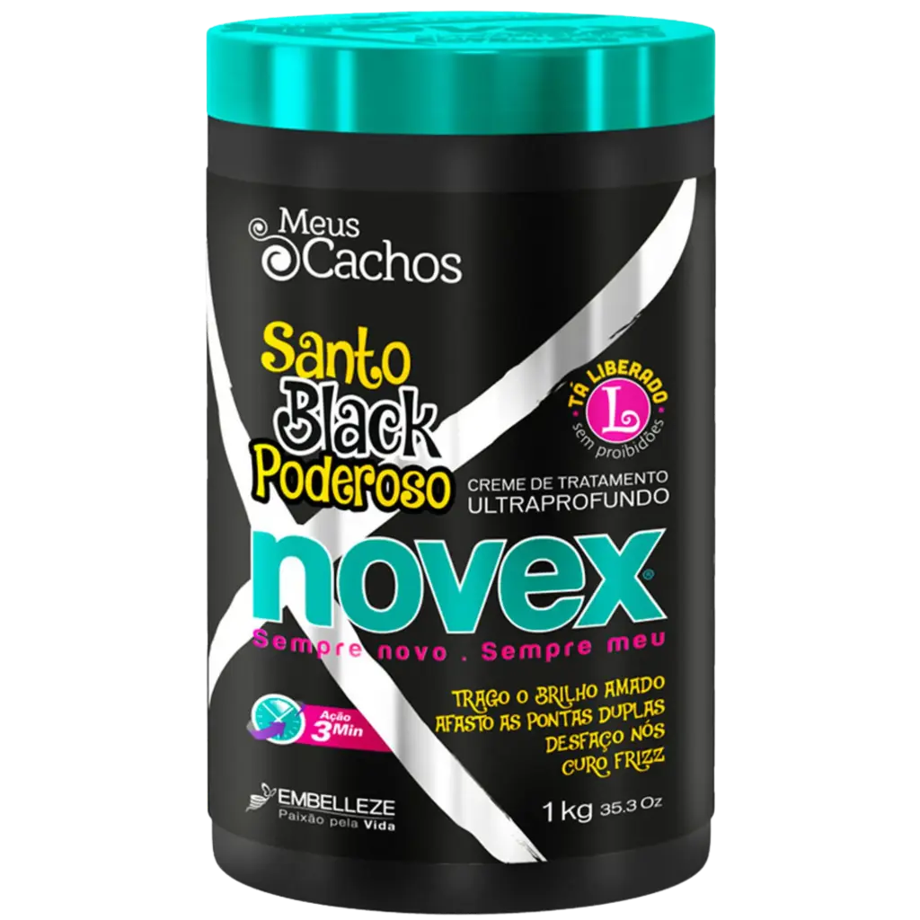 [7896013563365] Máscara Hidratante - Santo Black Poderoso - Novex 1kg