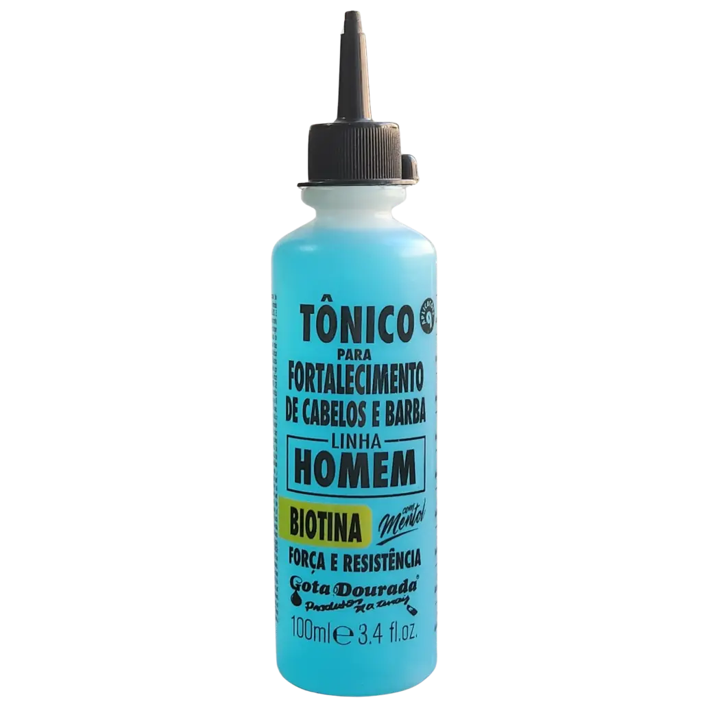 [7897158726509] Tonique fortifiant anti-chute pour hommes - cheveux et barbe – Biotine et Menthe - Gota Dourada 100ml