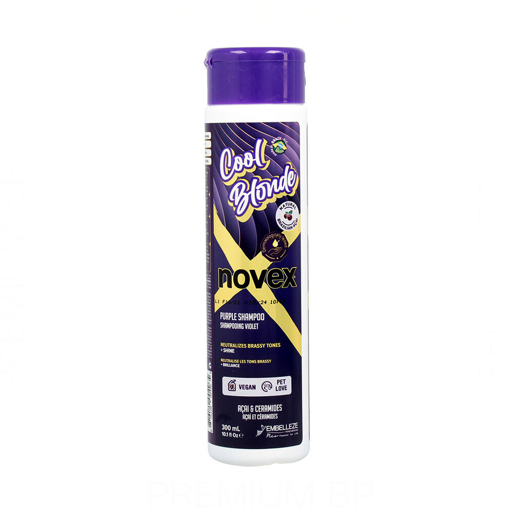 [876120004965] Professional Shampoo - Cool Blonde - Neutralizes Yellow Tones in Blonde and Gray Hair - Novex 300ml